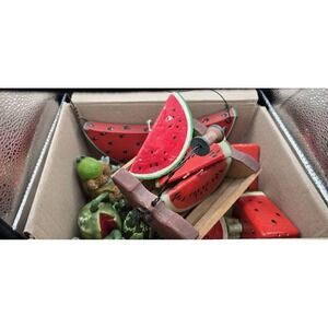 Otagiri Watermelon Fruit Figurines Lot Ceramic Wood Red Green 5+ Pieces